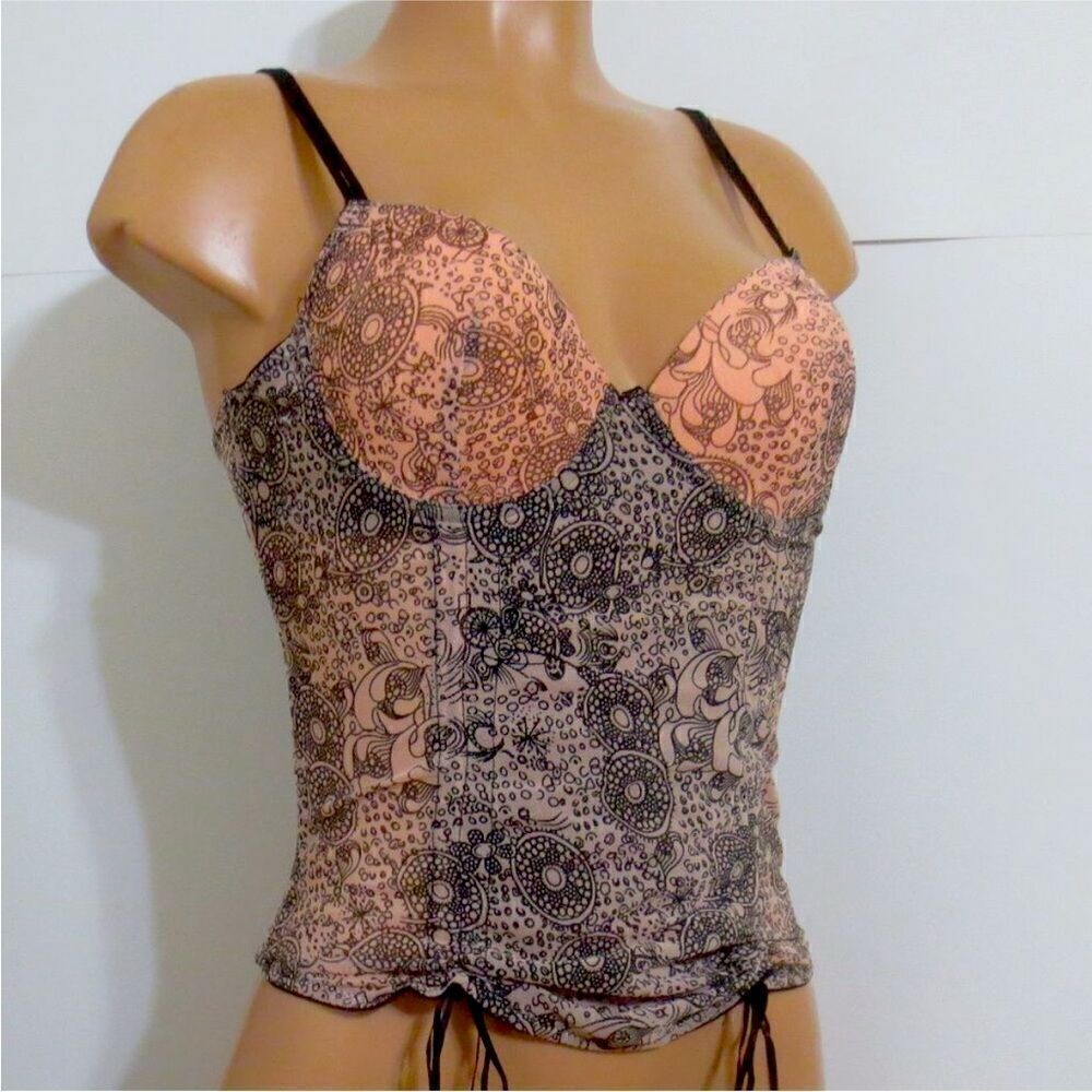 Donna Loren Mesh Corset Blush Pink / Black Design 36B